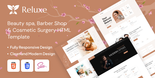 Reluxe – Beauty spa, Barber Shop & Cosmetic Surgery HTML Template