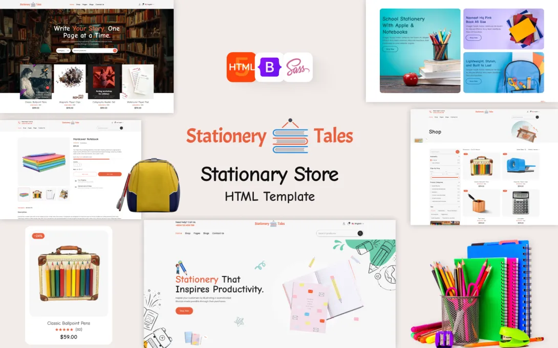 School & Office Stationery Supplies HTML Template